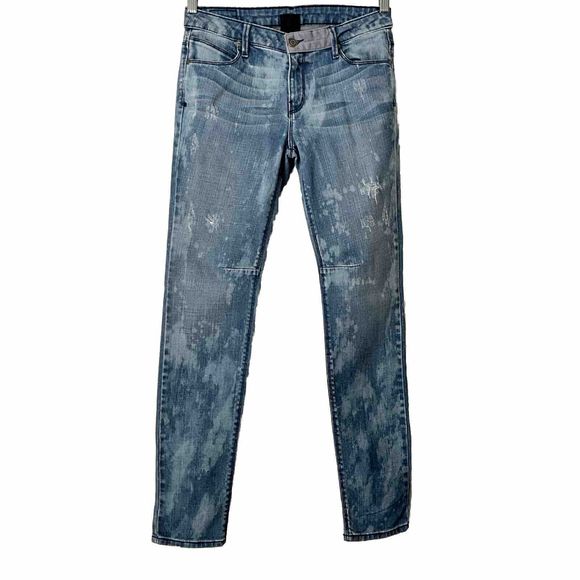 RTA Low Rise Jeans Road To Awe Bleached Distressed Boyfriend Blue Denim 28 - Picture 1 of 12